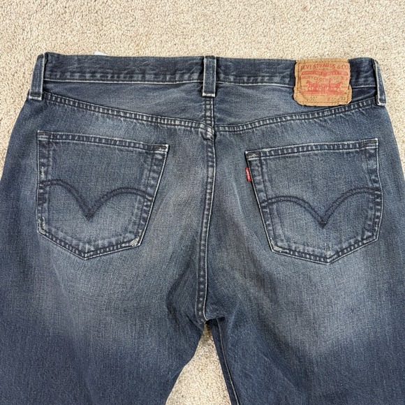Levi's 501 Original Straight Leg Button Fly Jeans 36x32 Dark Wash Denim Everyday - Picture 10 of 11